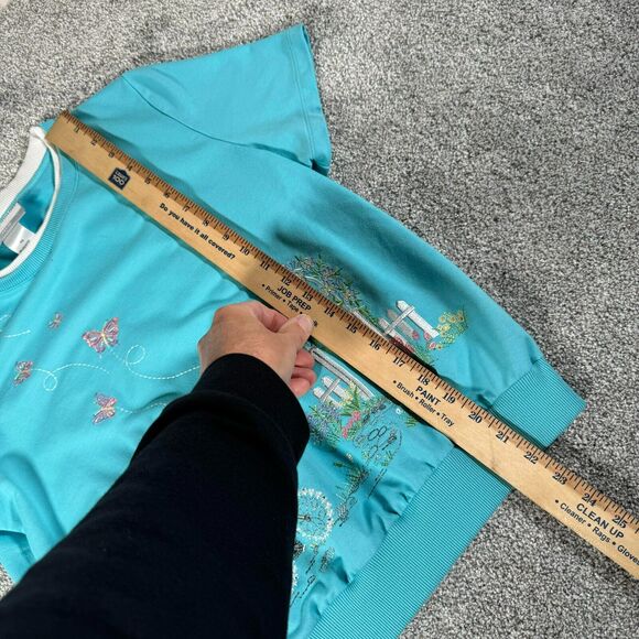 Vintage 90s Y2K Top Petite Small PS Embroidery Beaded Cottagecore Floral Garden - Picture 8 of 12